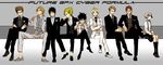  black_hair bleed_kaga blonde_hair braid edelhi_bootsvorz formal franz_heinel future_gpx_cyber_formula green_hair grey_hair henri_claytor highres hoshino_lily jackie_gudelhian karl_lichter_von_randoll kazami_hayato long_hair multicolored_hair multiple_boys orange_hair red_hair shinjou_naoki short_hair sugou_osamu suit two-tone_hair 