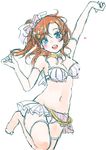  :d blush bra breasts frapowa kousaka_honoka looking_at_viewer love_live! love_live!_school_idol_project medium_breasts navel one_side_up open_mouth sketch smile solo underwear 