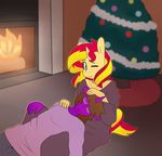  anthro christmas christmas_lights christmas_tree clothing couple duo equestria_girls equine fan_character female fire fireplace hair holidays horn male mammal multicolored_hair my_little_pony sage_archer somescrub sunset_shimmer_(eg) tinsel tree two_tone_hair unicorn 
