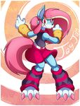  anthro barefoot belt canine claws clothing cute dancing emiridian fangs female hair happy jayjay_(character) long_tail mammal piercing pink_hair red_eyes scarf skirt smile warmers were werewolf wolf 