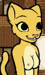  animated anthro bounce breasts cat feline female fur katia_managan kazerad khajiit mammal nipples nude oblivion prequel smile solo the_elder_scrolls video_games webcomic yellow_fur 
