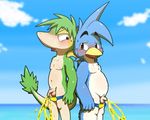  alternate_version_available anthro anthrofied avian back_to_back balls beak bird blush clothing digital_media_(artwork) duo flaccid gentle_adelie long_foreskin looking_at_penis male male/male nakayan navel nintendo open_mouth peeing penguin penis pok&eacute;mon snivy speedo stig_&quot;snark&quot;_l&ouml;fgren sweat sweatdrop swimsuit uncut underwear_down urine video_games watersports young 