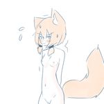  :| blush breasts canine female fox mammal nude popopoka_(artist) popopoka_(character) pussy shaking shivering simple_background small_breasts solo sweat tagme white_background 