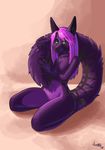  2015 breasts canine cat dragon feline female fur hair hybrid inner_ear_fluff invalid_tag justice justice_(artist) justice_wingit kneeling looking_at_viewer mammal nude purple_fur purple_hair simple_background smile solo wolf 