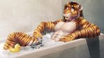  anthro bath dream_and_nightmare feline fur male mammal muscular night_(dream_and_nightmare) nipples nude pecs penis solo tiger 