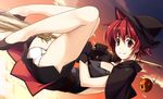  bad_id bad_pixiv_id blush broom broom_riding flying hat looking_at_viewer panties red_eyes red_hair shikei short_hair smile solo underwear witch witch_hat 