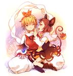  animal_ears basket bishamonten's_pagoda black_hair blonde_hair blush boots capelet grey_hair hair_ornament mouse mouse_ears mouse_tail multicolored_hair multiple_girls nazrin one_eye_closed open_mouth red_eyes short_hair smile tail toramaru_shou touhou two-tone_hair yellow_eyes yetworldview_kaze 
