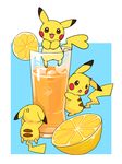  bad_id bad_pixiv_id blush_stickers brown_eyes cup drink drinking_glass food fruit gen_1_pokemon highres ice ice_cube lemon looking_at_viewer no_humans open_mouth oversized_object pikachu pokemon pokemon_(creature) sexual_dimorphism zrae 