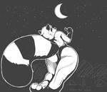  2015 breasts butt female katai mammal monochrome moon night nipples nude raccoon ruby sketchy smile solo 
