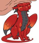  ambiguous_gender animated claws cute disembodied_hand dragon eyes_closed firebirddragon human mammal petting red_scales scales simple_background size_difference smile solo_focus toe_claws white_background wings 