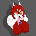  anthro big_breasts breasts dragon feathers female hair latias legendary_pok&eacute;mon lewdtias long_tongue nintendo open_mouth orange_eyes pok&eacute;mon quin-nsfw red_feathers red_hair solo teeth tongue video_games white_feathers 