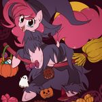  2015 anthro anthrofied blue_eyes broom butt clothing dock earth_pony equine female friendship_is_magic fur hair halloween holidays horse legwear long_hair looking_at_viewer magic_user mammal multicolored_hair my_little_pony panties pink_fur pink_hair pinkie_pie_(mlp) pony simple_background smile solo thigh_highs two_tone_hair umeguru underwear witch 