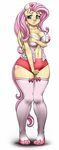  2015 anthro anthrofied big_breasts blush breasts clothed clothing cutie_mark equine female fluttershy_(mlp) friendship_is_magic hair hat legwear long_hair mammal my_little_pony navel nurse_hat pegasus pia-sama pink_hair simple_background solo standing suggestive thigh_highs white_background wings yellow_skin 