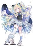  animal_ears bad_id bad_pixiv_id blonde_hair blue_eyes boots cat_ears full_body long_hair looking_at_viewer parted_lips piyo_(ppotatto) seeu simple_background single_thighhigh solo teeth thighhighs vocaloid white_background 