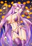  alternate_costume blush breasts chibi cleavage demon_girl elbow_gloves emiya_shirou fate/grand_order fate/stay_night fate_(series) glasses gloves halloween hat highres horns large_breasts long_hair masatoki matou_sakura navel purple_eyes purple_hair rider solo succubus thighhighs vampire very_long_hair wings witch witch_hat 