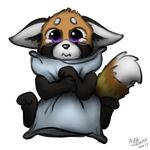  acru_jovian alpha_channel ambiguous_gender crying cute digital_media_(artwork) fur hug mammal pillow red_panda simple_background sitting tears transparent_background young 