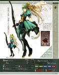  absurdres ahoge animal_ears asai_genji atalanta_(fate) bow_(weapon) cat_ears cat_tail fate/apocrypha fate/grand_order fate_(series) gradient_hair green_eyes green_hair highres long_hair multicolored_hair official_art tail thighhighs translation_request two-tone_hair weapon 