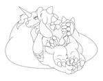  balls black_and_white circumcised digimon digital_media_(artwork) dragon duo erection gabumon horn humanoid_penis line_art male male/male monochrome on_top_of penis saggy_balls scalie slashy_slashy sleeping tempestar_(fursona) 