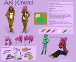  2011 aki_kinomi anthro barefoot belt bikini brass_knuckles breasts brown_fur buckteeth carrot clothed clothing crown dice english_text eyes_closed eyewear featureless_breasts female fur glasses green_eyes hair half-dressed hand_on_hip handcuffs jacket lagomorph long_hair mammal melee_weapon model_sheet navel open_mouth pants pawpads paws plushie purple_background purple_hair shackles shirt sitting skimpy spots swimsuit tattoo teeth text topless touchofsnow watch weapon white_fur wide_hips 