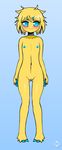  anthro arachnid arthropod blue_eyes female flat fur joltik nintendo nipples pok&eacute;mon pussy razplus solo video_games yellow_fur young 