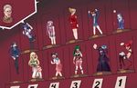  6+girls ? absurdres against_glass agent_aika ahoge aika_(series) akari_acura alex_trebek angry antenna_hair bare_shoulders bat_wings black_hair black_legwear blazblue blazblue_remix_heart blonde_hair blue_eyes blue_hair blush boa_(brianoa) boku_wa_tomodachi_ga_sukunai book bow breast_lift breasts brown_hair cleavage clenched_hand climbing confused crossover dalian dantalian_no_shoka demon_girl demon_tail disgaea dress earrings etna flower folded_ponytail futurama gag gagged game_show genderswap genderswap_(mtf) glass gloves green_eyes green_hair habit hair_bow hair_flower hair_intakes hair_ornament hair_ribbon hairband head_in_jar highres hiiragi_kagami hitsugi_no_chaika hydrangea improvised_gag jacket jewelry large_breasts lolita_fashion long_hair looking_at_viewer looking_back love_live! love_live!_school_idol_project lucky_star mai_natsume makai_senki_disgaea multiple_girls neptune_(series) nun otonokizaka_school_uniform parody pointy_ears ponytail purple_hair red_eyes red_hair red_jacket red_skirt ribbon sanka_rea sankarea school_uniform serafuku shoes short_hair simple_background skirt sumeragi_aika tail takayama_maria tape tape_gag thighhighs thought_bubble toujou_nozomi tsurime twintails vert very_long_hair wings yazawa_nico 