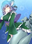  blue_eyes blue_hair bubble drill_hair head_fins japanese_clothes kimono mermaid monster_girl rimu_(kingyo_origin) solo touhou underwater wakasagihime wide_sleeves 