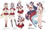  animal_ears bell blonde_hair bondage bow breasts cameltoe cape chain christmas collar demon elbow_gloves fate/grand_order fate_(series) gag garter gloves hayanpool headband horns ibaraki_douji_(fate) long_hair minamoto_no_yorimitsu_(fate) navel purple_eyes purple_hair shuten_douji_(fate) signed skirt tattoo thighhighs white yellow_eyes 