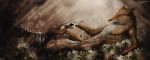  2016 anthro ashesdrawn black_nose canine digital_media_(artwork) duo flower fox fur mammal orange_fur plant sitting 
