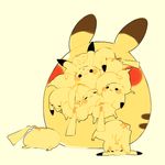  :d blush_stickers gen_1_pokemon headstand looking_at_viewer looking_down looking_up lying mm_(miryii) no_humans on_stomach open_mouth pikachu pokemon pokemon_(creature) simple_background smile smirk stuck too_many upside-down yellow yellow_background 