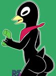  2015 anthro anthrofied avian big_butt bird butt crossgender crow girly green_background male nude phone randolfsparks scarf simple_background solo wide_hips 
