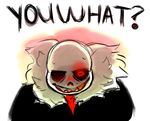  2015 ? bone dialogue english_text looking_at_viewer male pastel-possum red_eyes sans_(undertale) simple_background skeleton teeth text undertale video_games white_background 