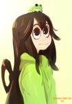  amphibian animal_humanoid asui_tsuyu black_hair boku_no_hero_academia clothing colo duo eyebrow female feral frog frog_humanoid hair hoodie humanoid long_hair male 