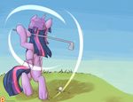  2015 alasou ball biped equine female feral friendship_is_magic golf golf_ball golf_club hat horn mammal my_little_pony patreon solo twilight_sparkle_(mlp) winged_unicorn wings 