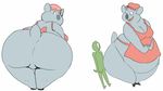  ! anon anthro apron big_breasts big_butt breasts butt cleavage clothed clothing constance_(taz-mania) duo eyelashes featureless_crotch female fur grey_fur hat huge_butt koala looking_back male mammal marsupial naked_apron open_mouth overweight shamelesss size_difference smile taz-mania 