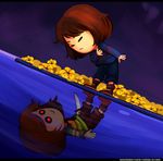  chara flower frisk human mammal plant protagonist_(undertale) red_eyes reflection undertale video_games water 