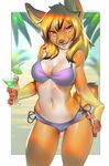  bikini camel_toe canine clothed clothing female fox looking_at_viewer mammal miles_df skimpy solo swimsuit 
