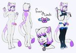  &lt;3 2015 anthro balls bell bell_collar biting_lip blue_eyes bust_portrait butt cat clothing collar digitigrade erection feline front_view frosty_winds fur girly hair humanoid_penis leash legwear looking_at_viewer male mammal model_sheet monamoo multicolored_fur multicolored_hair nipples nude one_eye_closed panties pawpads penis penis_bow purple_fur purple_hair purple_tongue rear_view shirt short_shirt simple_background smile solo stockings tank_top thigh_highs tongue tongue_out two_tone_fur two_tone_hair underwear white_background white_fur white_hair wink 