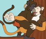  anthro ape baboon balls fur hair male male/male mammal monkey nude prehensile_feet primate sex 