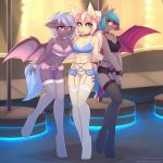  2018 absurd_res anthro bat_pony clothing cutie_mark digital_media_(artwork) fan_character female fensu-san group hair hi_res legwear looking_at_viewer membranous_wings my_little_pony wings 