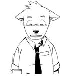  anthro blush canine clothed clothing dog fur hi_res looking_down male male/male mammal monochrome necktie shirt shocked simple_background solo unknown_artist white_background wide_eyed 