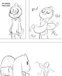  asriel_dreemurr caprine clothing comic dialogue fatz_geronimo fatz_geronimo_(artist) flop frisk goat hat human male mammal monochrome monster monster_kid scalie smile teenager undertale video_games young 