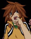  brown_hair genda_koujirou inazuma_eleven inazuma_eleven_(series) male male_focus saliva shota 