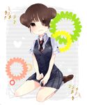  amaya_enaka bad_id bad_pixiv_id brown_eyes brown_hair double_bun full_body hair_over_one_eye highres juufuku_miho kneeling necktie school_uniform shoes skirt socks solo striped tears to_aru_kagaku_no_railgun to_aru_majutsu_no_index transparent_background vest 