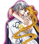  1boy 1girl bad_anatomy bad_hands bare_arms bishoujo_senshi_sailor_moon bishoujo_senshi_sailor_moon_r blonde_hair bracelet cape character_request couple double_bun dress earrings facial_mark forehead_mark holding jewelry long_hair neo_queen_serenity prince prince_demande prince_diamond purple_eyes queen silver_hair strapless_dress tsukino_usagi twintails white_dress 