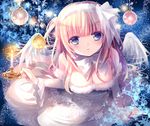  angel bad_id bad_pixiv_id blue_eyes blush breasts candle chimochi christmas cleavage dress hairband large_breasts original solo wings 