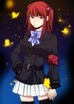  armband bangs blue_eyes blunt_bangs bow bug butterfly hair_bobbles hair_ornament insect jacket red_hair ribbon skirt solo thighhighs two_side_up umineko_no_naku_koro_ni ushiromiya_ange yodobashi_yuo 