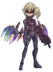  alternate_wings armor bad_id bad_pixiv_id blonde_hair bodysuit bullpup fallout fallout_3 flandre_scarlet g.haruka gun multicolored multicolored_wings no_hat no_headwear p90 red_eyes robot side_ponytail solo submachine_gun sunglasses touhou weapon wings 