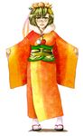  bespectacled bishamonten's_pagoda blonde_hair genb glasses hair_ornament highres japanese_clothes kimono short_hair solo toramaru_shou touhou yellow_eyes 