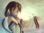  animal_ears brown_eyes brown_hair dog_ears eruruw layered_sleeves long_hair solo utawareru_mono yu_li 