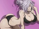  ass asu_no_yoichi bikini breasts cleavage grey_hair hair_over_one_eye large_breasts solo swimsuit takatsukasa_angela 